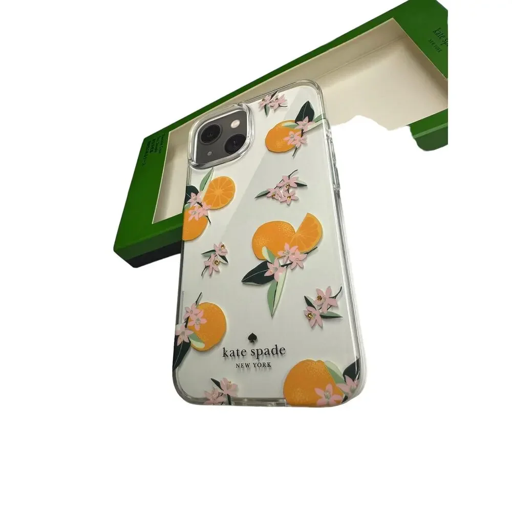 Kate Spade Orange Toss iPhone 14 PRO MAX Jeweled Clear Case